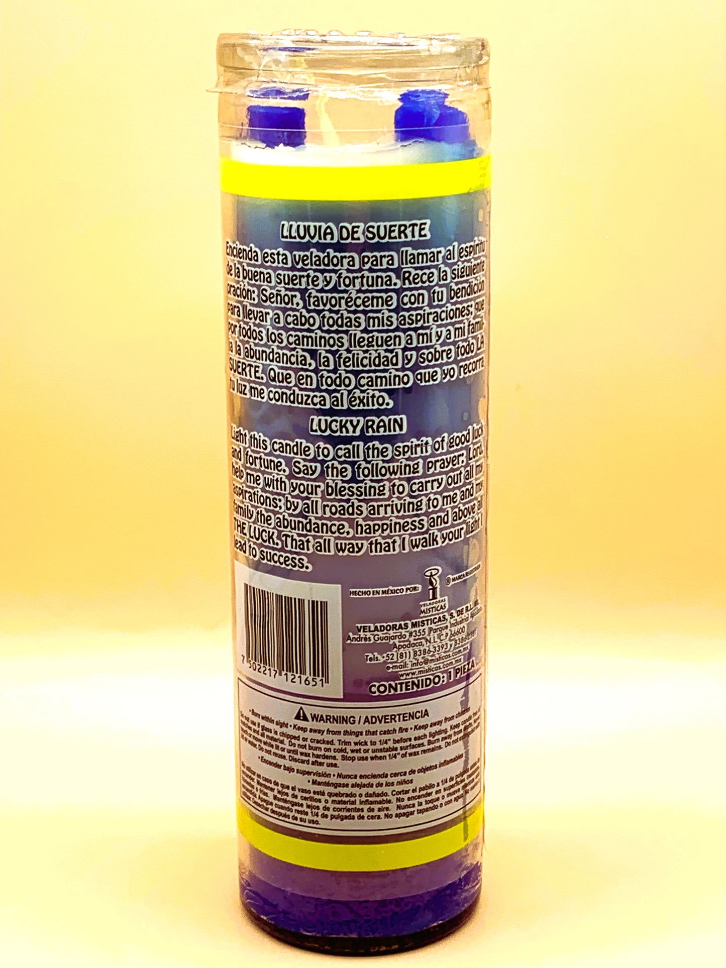 7 Days Lluvia de Suerte, Lucky Rain Candle Regular Size with Image