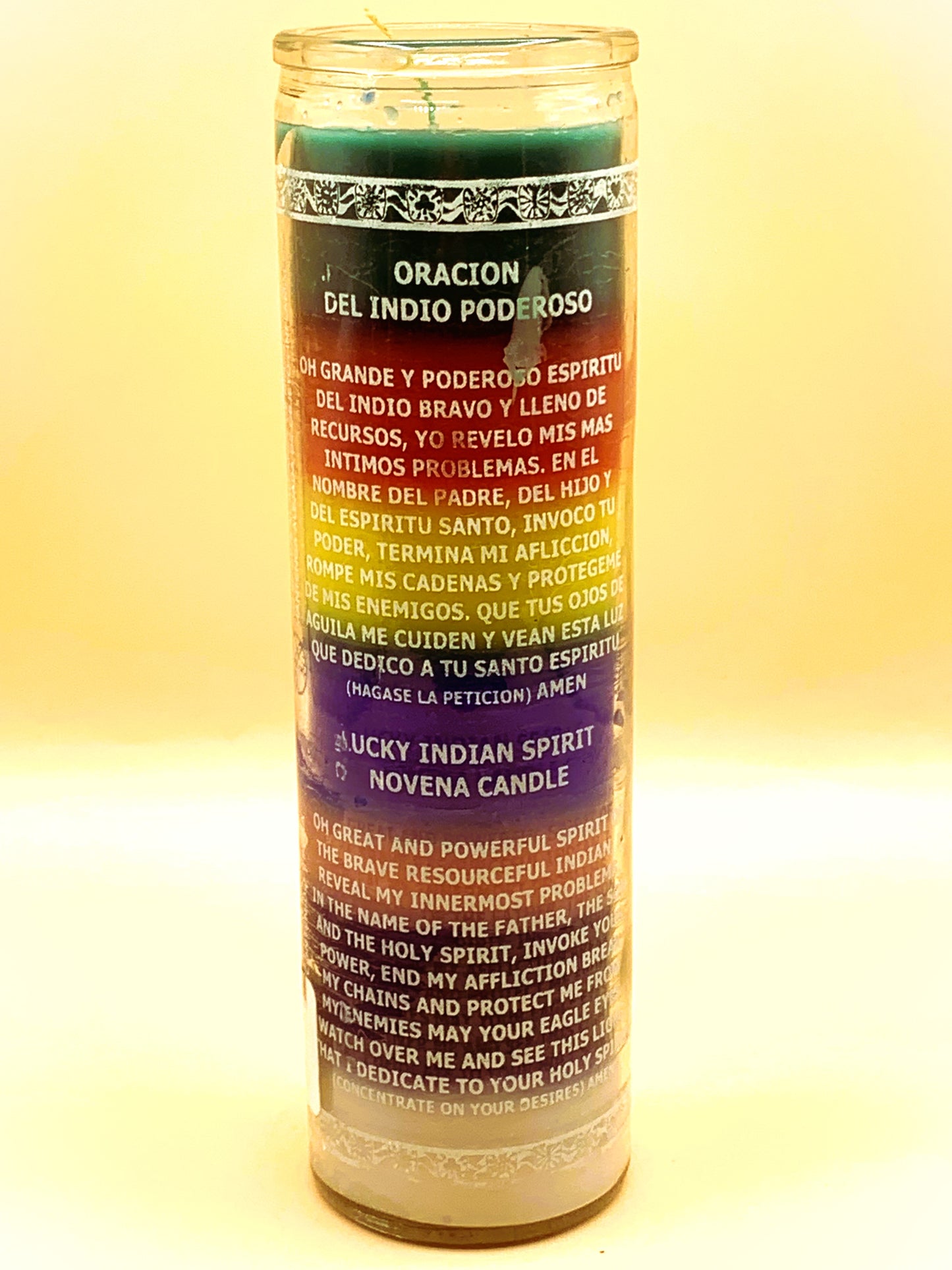 7 Days Indio Poderoso 7 Colores, Powerful Indian 7 Colors Candle Regular size image