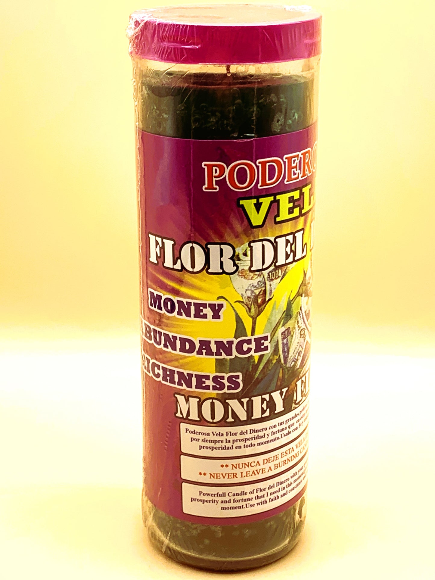 10 Days Poderosa Vela Flor del Dinero, Money Flower Candle Large size image