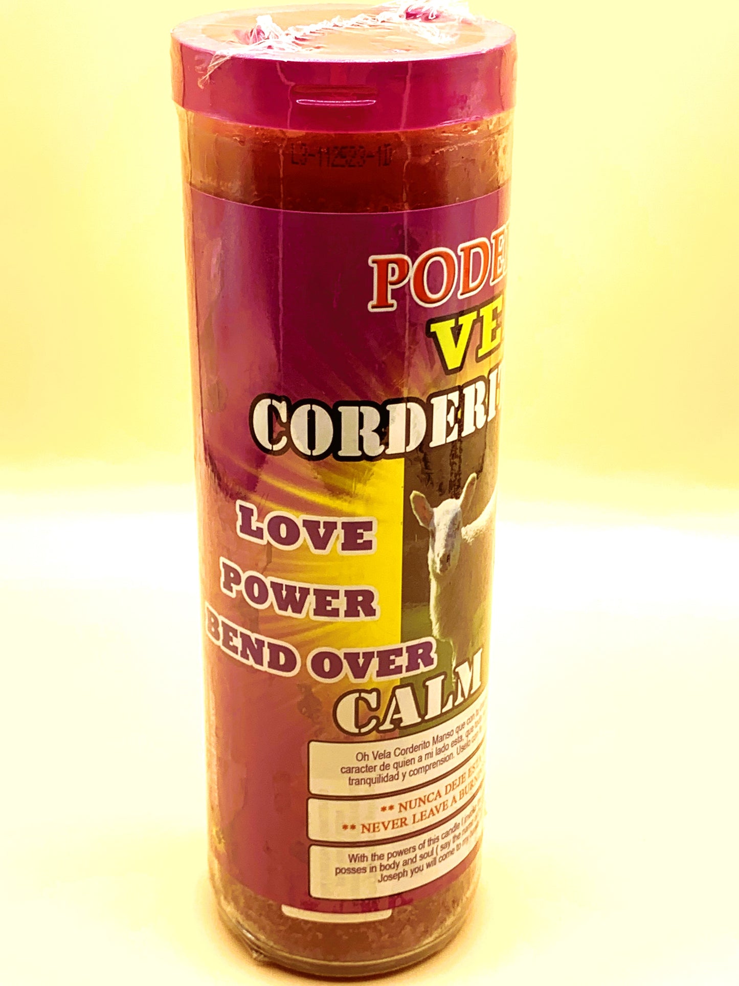 10 Days Corderito Manzo, Calm Lamb Candle Large with Image